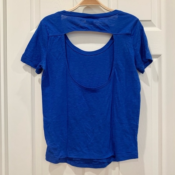 Cobalt Blue Open-Back Short-Sleeve Tee Top - Picture 3 of 5